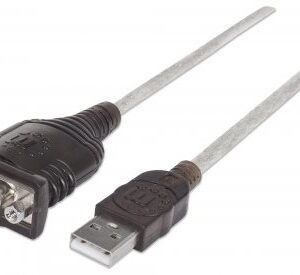 Convertidor USB a Serial MANHATTAN 151856 - 0, 45 m, Negro, USB, DB9, Macho/Macho