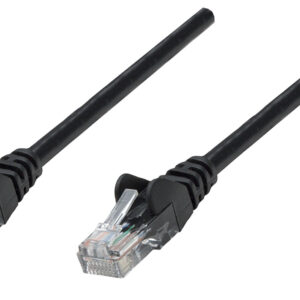 Cable de red S/FTP - Cat6a, .3m (1ft), 100 Cobre, Hasta 10Gb, Contactos 50micras de oro, Blindado, Cable Patch Negro INTELLINET 313834