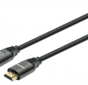 MANHATTAN 355933 Cable HDMI Certificado de Ultra Alta Velocidad - 8K a 60 Hz o 4K a 120 Hz, con Ethernet 1m, contactos con chapa de oro.