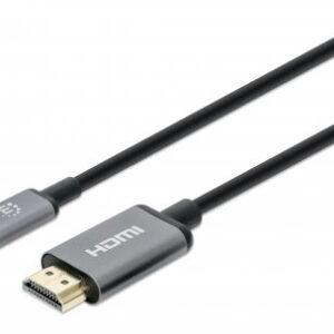Cable adaptador de USB-C a HDMI de 4K@60Hz MANHATTAN 153591 - HDMI, USB-C, Macho/Macho, Negro/Plata, 1 m