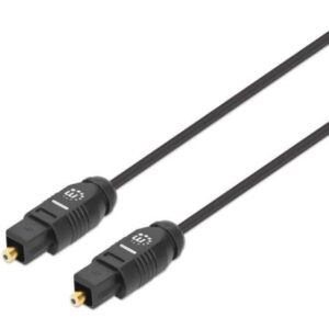 MANHATTAN 356077 Cable de audio digital óptico Toslink - M-M, Longitud 2m, contactos dorados, Color negro.