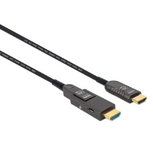 MANHATTAN 353243 Cable Óptico Activo HDMI macho a Micro HDMI macho - de Alta Velocidad con conector HDMI desmontable 20 mts