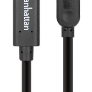 MANHATTAN 153751 Cable de extensión activa repetidor USB 3.0 tipo A Macho-Hembra 10mts - con amplificador de señal integrado.