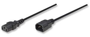 MANHATTAN 301152 Cable de alimentación Monitor a CPU - 1.8m, Conecta la mayoría de monitores a la fuente de alimentación de la PC, sirve como cable de extensión