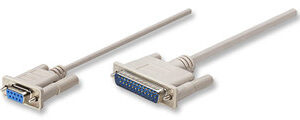 MANHATTAN 314770 Cable Null Modem para Impresora con conector DB9 hembra a DB25 macho - 1.8m. Blindado y sellado