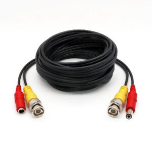 Cable coaxial siames para cctv - catv, de 15 mts, incluye conectores de video y energía pre-ensamblados, negro, BROBOTIX 764731