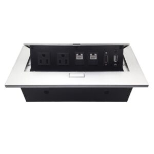 Caja de Mesa - RJ45 Cat 6, HDMI, USB V2.0, Nema 5-15R, Plata, BROBOTIX 171224