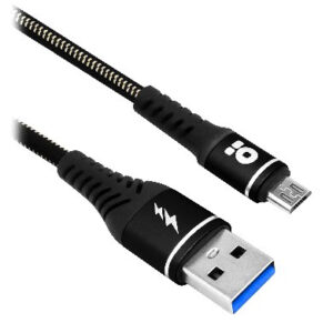 Cable USB V2.0 Tipo Micro B - 1.0 M, Denim, Negro (6000724), BROBOTIX