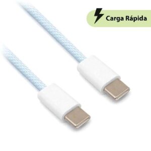 Cable carga rápida - usb tipo "c" a tipo "c", tejido, 1.0 m, azul (6001554), BROBOTIX