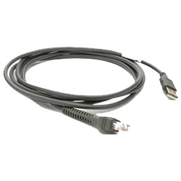 Cable Marca ZEBRA CBA-U01-S07ZAR. Cable USB. Largo de 2.1 m. RoHS compliant. 4-pin Type A. Escaners Symbol Motorola. Color: Gris.