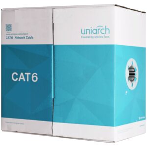 UNIARCH Cableado UTP Cat6 100 mts. UNV (CAB-6-CCA) Forro PVC Azul / 4 Pares Calibre 23 AWG / Material CCA (Aluminio Cubierto de Cobre) / Uso Interior