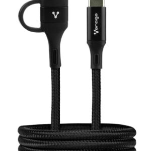 Cable VORAGO CAB-126 tipo c - tipo c adaptador usb a - pd 60w carga rápida, 1 mt negro