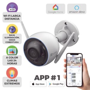 EZVIZ Cámara Bala IP 3 Megapíxel (H3 2K) / Wi-Fi / Comunicación bidireccional / Visión nocturna a color / Detección de humanos/vehículos / Exterior IP67