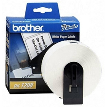 Etiqueta blanca de papel BROTHER DK1208 - 400 etiquetas de 38 mm de ancho x 90.3 mm de largo. Impresión en negro. QL800 / QL810W / QL1110NWB.