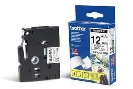 Etiqueta blanca continua laminada flexible BROTHER TZEFX231 - de 12 mm de ancho x 8 mts de largo. Impresión en negro.