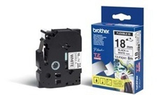 Etiqueta blanca continua laminada flexible BROTHER TZEFX241 - de 18 mm de ancho x 8 mts de largo. Impresión en negro.