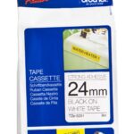 Etiqueta blanca continua laminada con adhesivo super resistente BROTHER TZES251 - de 24 mm de ancho x 8 mts de largo. Impresión en negro.
