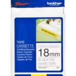 Etiqueta blanca continua laminada con adhesivo super resistente BROTHER TZES241 - de 18 mm de ancho x 8 mts de largo. Impresión en negro.