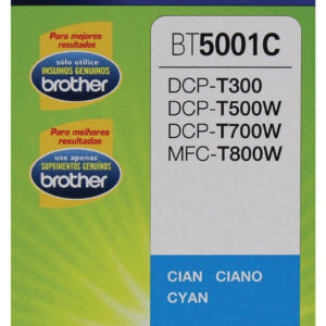 Botella de tinta BROTHER BT5001C cian - rendimiento aproximado 5, 000 páginas, compatible con DCPT220, DCPT520DW, DCPT720DW, MFCT920DW