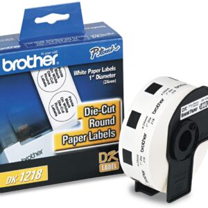 Etiqueta blanca de papel BROTHER DK1218 - 1000 etiquetas de 24 mm de diametro. Impresión en negro. QL800 / QL810W.
