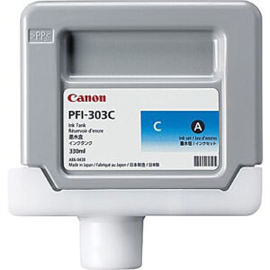 2959B001AA Tanque de tinta CANON PFI-303 - Cian, 330ml. Tecnología de impresión inyección de tinta. Tinta a base de pigmentos