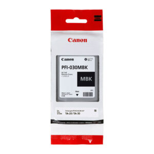 Tanque de tinta CANON PFI-030 BK - Negro, Tecnología de impresión inyección de tinta. Compatible con Plotter CANON TA-20 y TA-30. Capacidad 55 ml