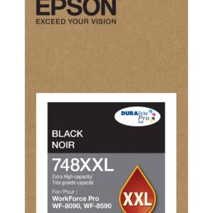 Cartucho de Tinta Negro EPSON T748XXL120-AL - Extra Alta, Rendimiento promedio de 10, 000 Pag, Capacidad de 200ML, Compatible para WorkForce Pro WF-6590 y Wo