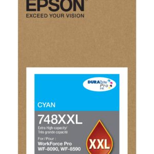 Cartucho de Tinta Cian EPSON T748XXL220-AL - Extra Alta, Rendimiento promedio de 7, 000 Pag, Capacidad de 69ML, Compatible para WorkForce Pro WF-6590 y Work