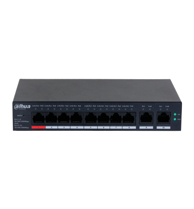 DAHUA DHCS40108GT110 - Switch de 10 Puertos Gigabit / 8 Puertos PoE / 2 Puertos Uplink 10/100/1000/ 110 Watts Totales / Switching 20 Gbps / Tasa de Reenvio de Paquetes 14.88 Mbps / PoE Watchdog / Plataforma DoLynk Care - Image 3