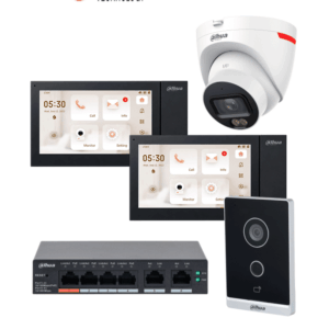 DAHUA KITVPIP2MONCAMDH - Kit de Videoportero IP WiFi con 2 Monitores, Cámara IP y Switch PoE