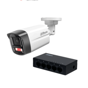 DAHUA PFS3005-5GT - 1 Switch Gigabit de 5 Puertos No Administrable/ Capa 2/ 10/100/1000 Base-T/ Carcasa Metalica/ Switching 10G/ + 1 DH-IPC-HFW1439TL1-A-IL -Cámara IP Bullet de 4 Megapíxeles/Iluminador Dual/ Lente de 2.8mm
