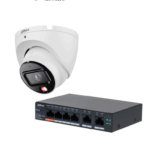 DAHUA DH-CS4006-4ET2ET-60 - 1 Switch PoE de 6 Puertos Administrable con 4 PoE y 2 uplink/ 65 W PoE/ DoLynk Care/ DH-IPC-HDW1839TP-A-IL-0280B-S6 1 Cámara IP Domo de 8MP/ 2.8 mm/ 105°/ iluminador dual/ micrófono/IR de 30m/H.265/PoE/IP67/