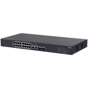 DAHUA CS4218-16ET-135 - Switch PoE de 18 Puertos/ 16 Puertos Poe 10/100/ 2 Puertos Uplink 10/100/1000 + 2 Puertos SFP/ 135 Watts Totales/ Administrable en la Nube por DoLynk Care/ PoE Hasta 250 Metros/ Carcasa Metalica/ Switching 7.2 Gbps
