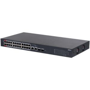 DAHUA CS4226-24ET-240 - Switch PoE de 26 Puertos/ 24 Puertos PoE 10/100/ 2 Uplink 10/100/1000 + 2 Puertos SFP/ 240 Watts Totales/ / Administrable en la Nube por DoLynk Care/ PoE Hasta 250 Metros/ Carcasa Metalica/ Switching 8.8 Gbps/