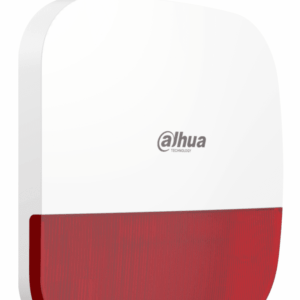 DAHUA DHI-ARA13-W2 - Sirena con estrobo inalámbrica para exterior, Roja, Potencia: 110dB, Múltiples sonidos de alarma, Protección: IP65, Alarma de batería baja, App DMSS, Frecuencia 433 MHz, Tecnología: AirShield, Compatible con HUB 1.0 y HUB 2.0