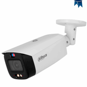 DAHUA IPC-HFW3449T1-AS-PV-V2 Cámara IP Bullet 4MP ofrece TiOC, WizSense, AcuPick, Iluminador Dual, Disuasión Activa, Lente 3.6mm, asi como sirena y estrobo azul y rojo, SMD 4.0 y protección IP67. Con ranura micro SD.