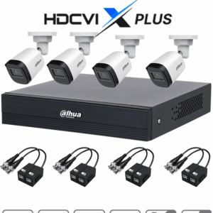 DAHUA DH-KIT/XVR1B04-I/T/4-B1A21N-U-0280B/Balun - Kit 4 Canales Cámaras B1A21N-U de 2 MP, DVR XVR1B04-I/T Soporta Audio Bidireccional, Lente 2.8mm, Visión de 93°. Soporta 4 Canales más 1 IP o 5 Canales IP, SMD Plus, Incl. Transceptores/