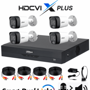 DAHUA DH-KIT/XVR5104HS-4KL-I3/T/4-HFW1500RMN-IL-T- Kit de Vigilancia de 4 canales 5 MP/ Iluminador Dual y Audio Bidireccional Integrados/y DVR WizSense y Reconocimiento Facial/ Soporta 4 canales + 4 IP o hasta 8 IP/ 4 canales SMD Plus para Búsquedas
