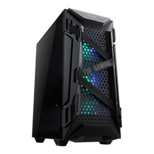 GT301/BLK/ARGB Gabinete Gamer ASUS TUF Gaming GT301 con Ventana - Midi-Tower, ATX, Micro-ATX, Mini-ATX, USB 3.2, sin Fuente, 4 Ventiladores Instalados, Negro
