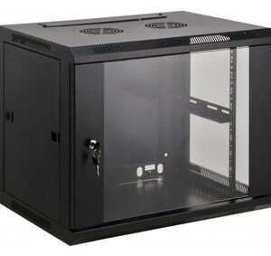 INTELLINET 711814 Gabinete Mural 19 9U - ensamblado, negro, Ideal para aplicaciones de montaje en rack de 19; Carga estática máxima de 60 kg