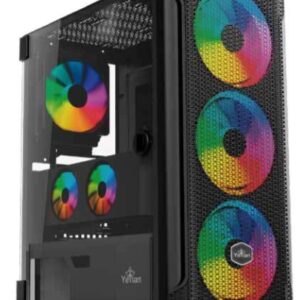 Yeyian gabinete media torre gamer hollow serie 2500 negro - itx, micro atx, atx, eatx, panel lateral de cristal templado, 3 ventiladores YGH-49703-a