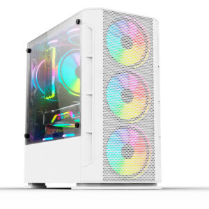Yeyian gabinete gamer Haizen blanco - media torre, atx/mini atx micro atx, 4 espacios de exp, hasta 8 vent inc 3, sin fuente, gpu 320mm, ych-042820