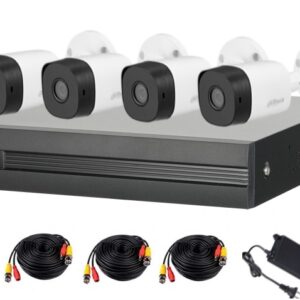 Dahua Technology DAHUA KITXVR1B04-I1MP-2.8 - Kit de 4 canales con cámaras B1A11 de 1 mp - lente de 2.8mm y 93°. Soporta 4 canales más 1 IP o hasta 5 canales IP, SMD
