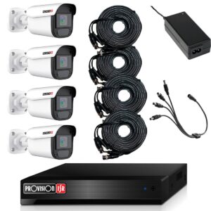 PROVISION-ISR PAK4LIGHTCC2MP-28 KIT de Videovigilancia de 4 cámaras de 2 MP Policarbonato - 4 cables siamés de 20 metros, fuente de 12V/3A, pulpo de 4 salidas, No incluye HDD