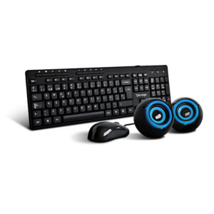 Kms-104 Kit Teclado y Mouse VORAGO - Estándar, 105 teclas, Negro, 1000 DPI