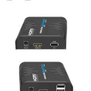 SAXXON LKV373KVM-5.0- Kit Extensor HDMI/KVM para Hasta 120 metros/ Resolución 1080p@60Hz/ Soporta Cableado con CAT 5e y 6/ 30 HZ/ 2 Puertos USB para Conectar Teclado y/o Mouse/ 5 VCD/ Plug and Play/ Punto a Punto o Punto Multipunto con Switch/
