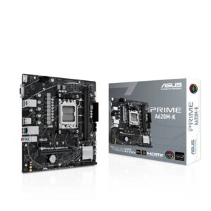 Tarjeta Madre ASUS PRIME A620M-K - mATX, AMD, Ryzen series 7000/8000, PCIe 4.0 M.2, DisplayPort, HDMI™, USB 3.2 Gen 1 Tipo-A, SATA 6 Gbps, Aura Sync