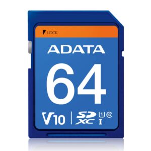PREMIER V10 Memoria SD (SDXC) 64GB ADATA CLASE 10 (V10) - Velocidad hasta 100MB/25MB por seg. ASDX64GUICL10-R