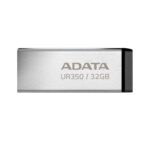 ADATA Memoria USB de 32GB UR350 3.2 Gen 1 (retrocompatible 3.0 y 2.0) - diseño elegante sin tapa. Color Metálico, negro. UR350-32G-RSR/BK