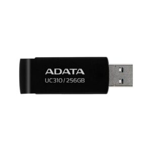 ADATA Memoria USB de 256GB UR310 3.2 Gen 1 (retro compatible 3.0 y 2.0) - diseño material reciclado sin tapa. NEGRO. UC310-256G-RBK